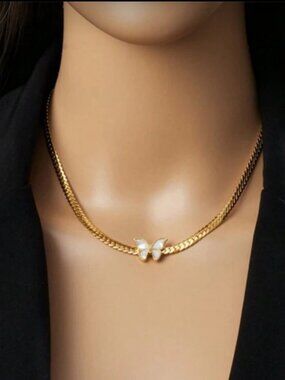 Gold Plated Stainless Steel Butterfly Necklace